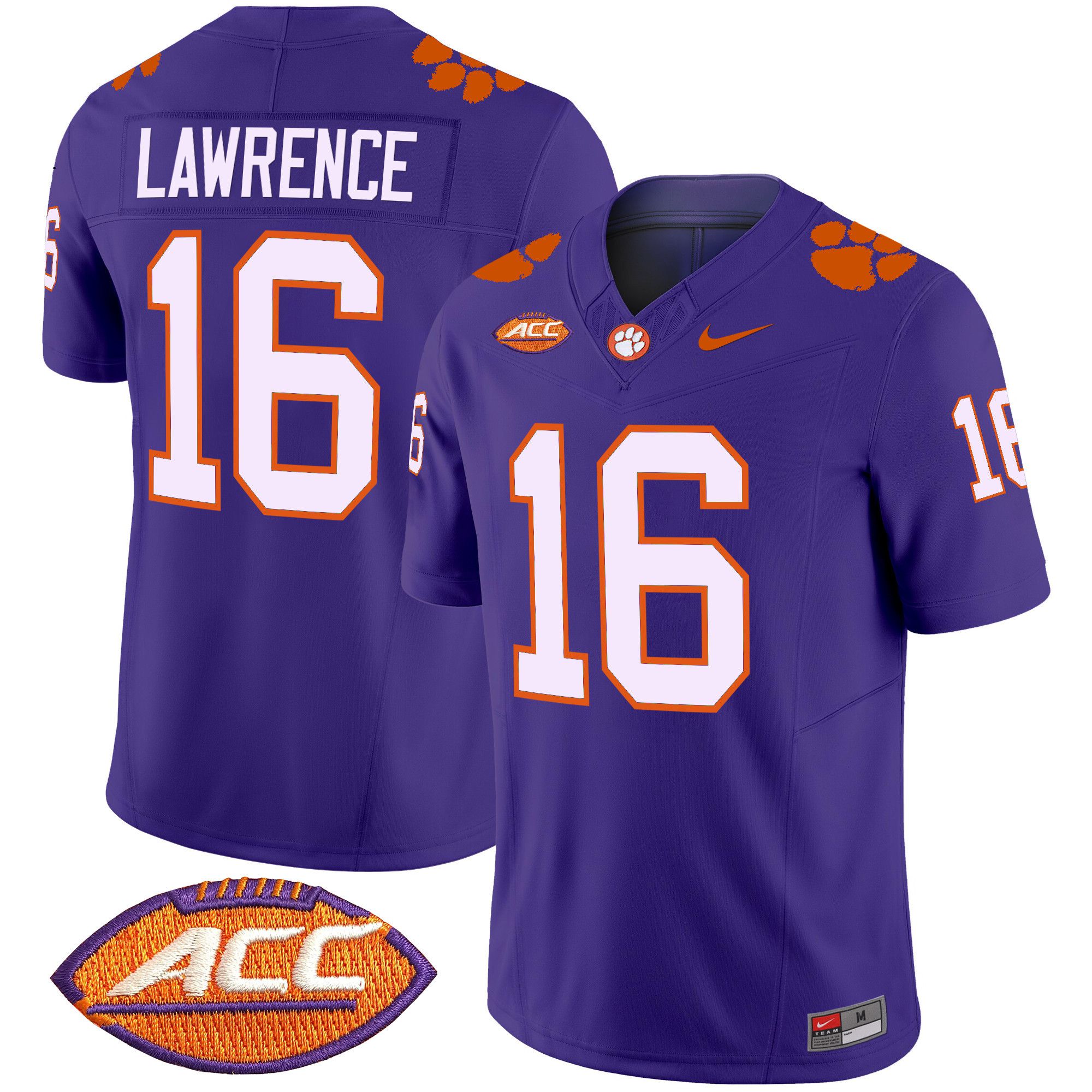 Men Clemson Tigers #16 Lawrence Purple 2024 Nike Vapor Limited NCAA Jersey